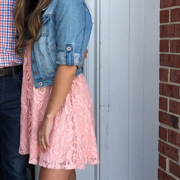 Altar'd State | Dresses | Altard State Light Pink High Neck Flowy Lace Dress  | Poshmark